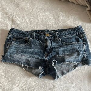 American Eagle Outfitters Blue Jean Shorts Distressed Cut-Off